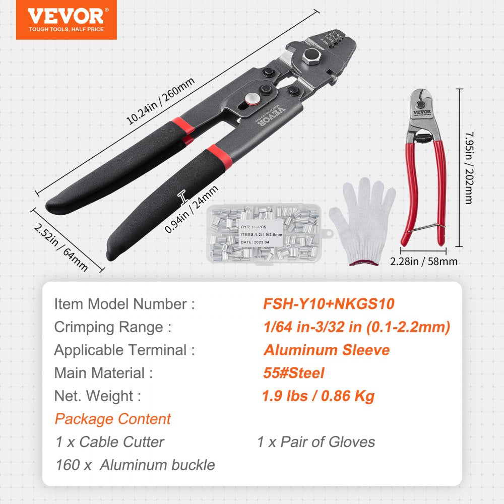 FSH-Y10+NKGS10 - Versatile Wire Crimping Tool for 0.1mm to 2.2mm Wires