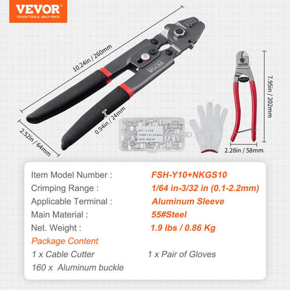 FSH-Y10+NKGS10 - Versatile Wire Crimping Tool for 0.1mm to 2.2mm Wires