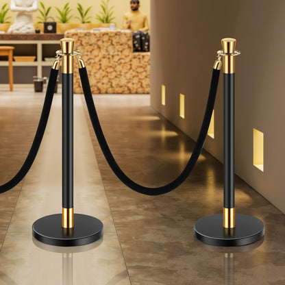 HJHGT320PDTCBLACK6-4 - Durable Stainless Steel Stanchions with Velvet Ropes, 4.92ft