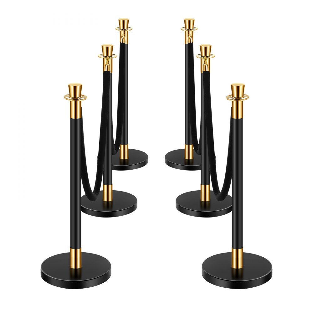 HJHGT320PDTCBLACK6-4 - Durable Stainless Steel Stanchions with Velvet Ropes, 4.92ft