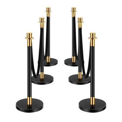HJHGT320PDTCBLACK6-4 - Durable Stainless Steel Stanchions with Velvet Ropes, 4.92ft