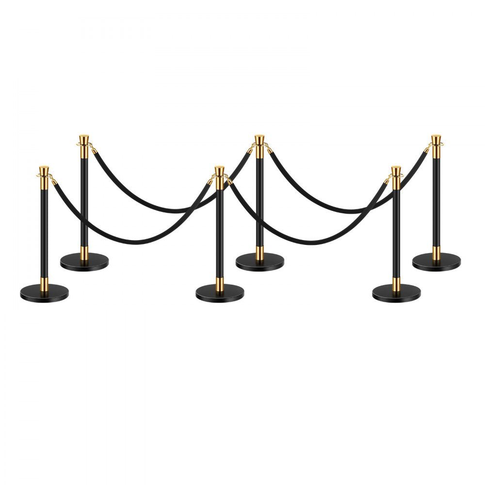 HJHGT320PDTCBLACK6-4 - Durable Stainless Steel Stanchions with Velvet Ropes, 4.92ft