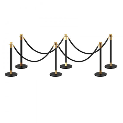 HJHGT320PDTCBLACK6-4 - Durable Stainless Steel Stanchions with Velvet Ropes, 4.92ft
