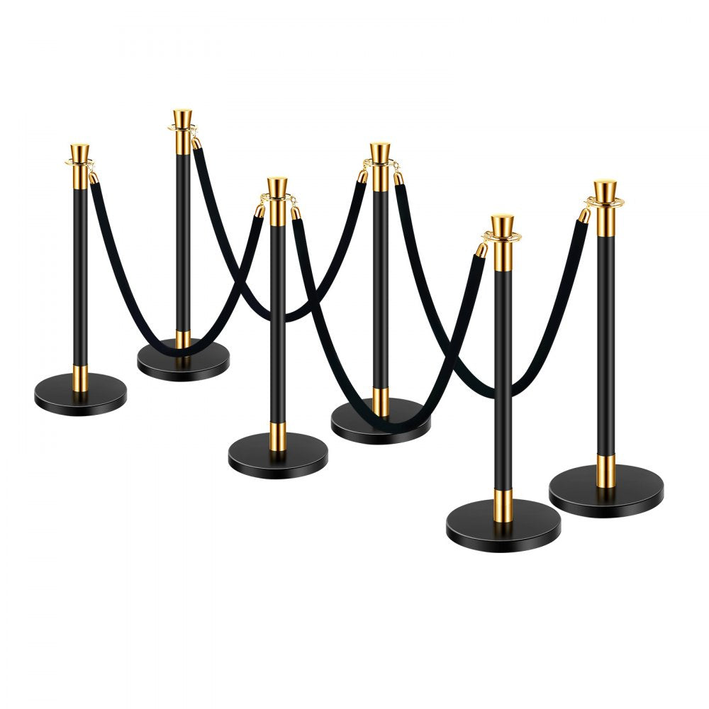 HJHGT320PDTCBLACK6-4 - Durable Stainless Steel Stanchions with Velvet Ropes, 4.92ft