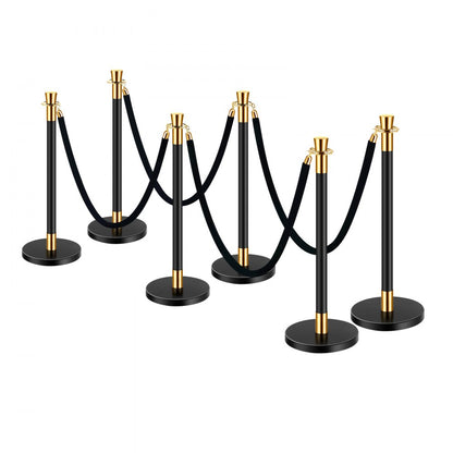 HJHGT320PDTCBLACK6-4 - Durable Stainless Steel Stanchions with Velvet Ropes, 4.92ft