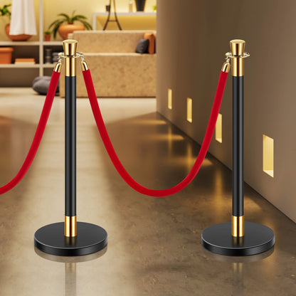 HJHGT320PDTCRED6-4 - Durable Stainless Steel Stanchion with 1.5m Velvet Rope