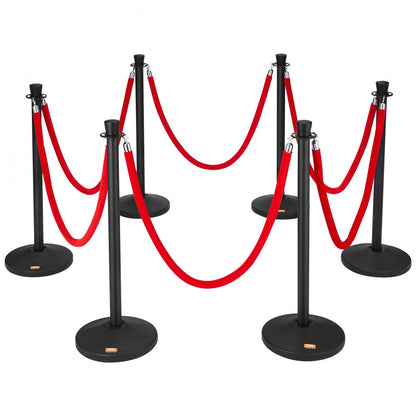 HGHGTTC6-6 - Durable Carbon Steel Stanchion Posts with Fillable Bases, 6-Pack