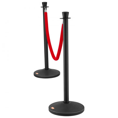 HGHGTTC6-6 - Durable Carbon Steel Stanchion Posts with Fillable Bases, 6-Pack