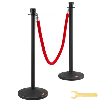 HGHGTTC6-6 - Durable Carbon Steel Stanchion Posts with Fillable Bases, 6-Pack