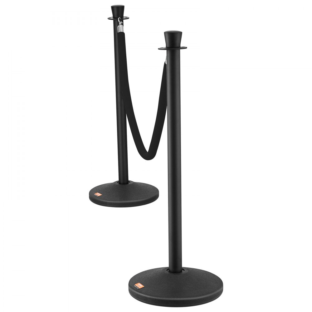 HGHGTTCRED6-6 - Durable Carbon Steel Stanchion with Black Velvet Rope, 6-Pack