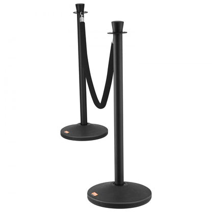 HGHGTTCRED6-6 - Durable Carbon Steel Stanchion with Black Velvet Rope, 6-Pack