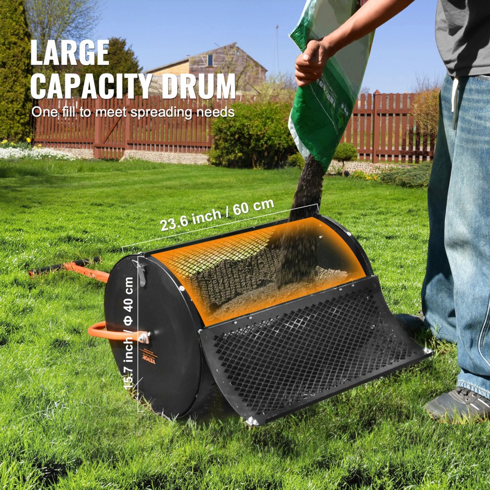 GT02 - 24-Inch Adjustable Compost Spreader with Side Lock for Lawn Care