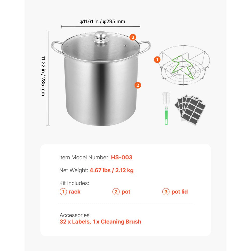 HS-003 - Durable Large Capacity Canning Pot with Rack & Lid