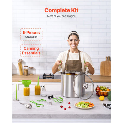 HS-004 - Essential 9-Piece Stainless Steel Canning Kit for Home Cooks