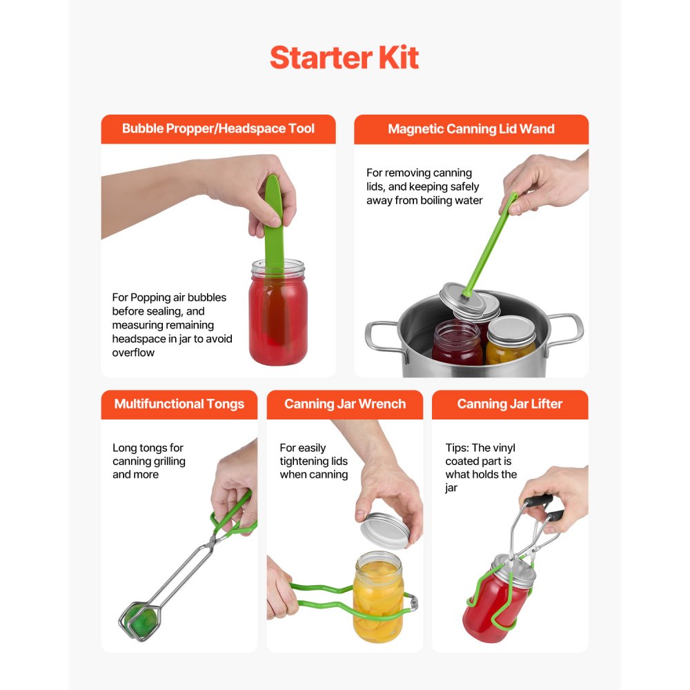 HS-004 - Essential 9-Piece Stainless Steel Canning Kit for Home Cooks
