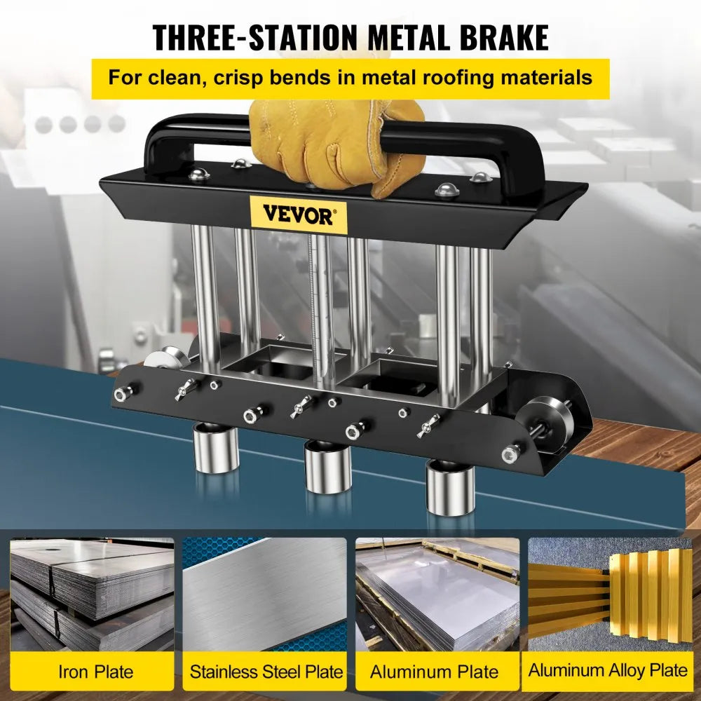 3-Station Metal Brake - Durable Steel and Aluminum Bending Tool for Sheet Metal