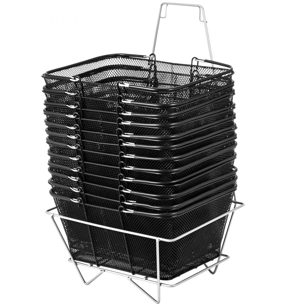 Store Baskets Black - Sturdy Metal Shopping Baskets, 16.1 x 12.2 In
