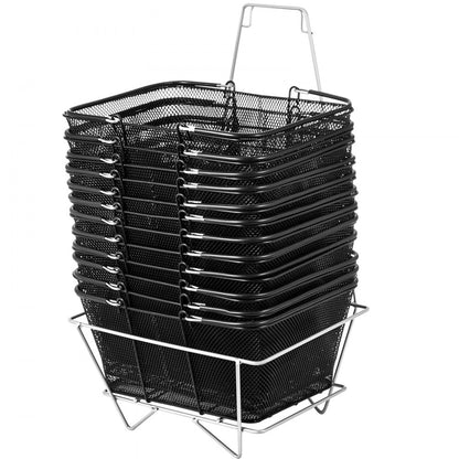 Store Baskets Black - Sturdy Metal Shopping Baskets, 16.1 x 12.2 In