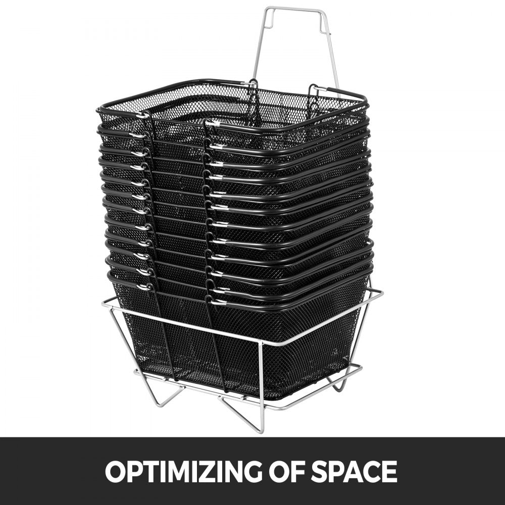 Store Baskets Black - Sturdy Metal Shopping Baskets, 16.1 x 12.2 In