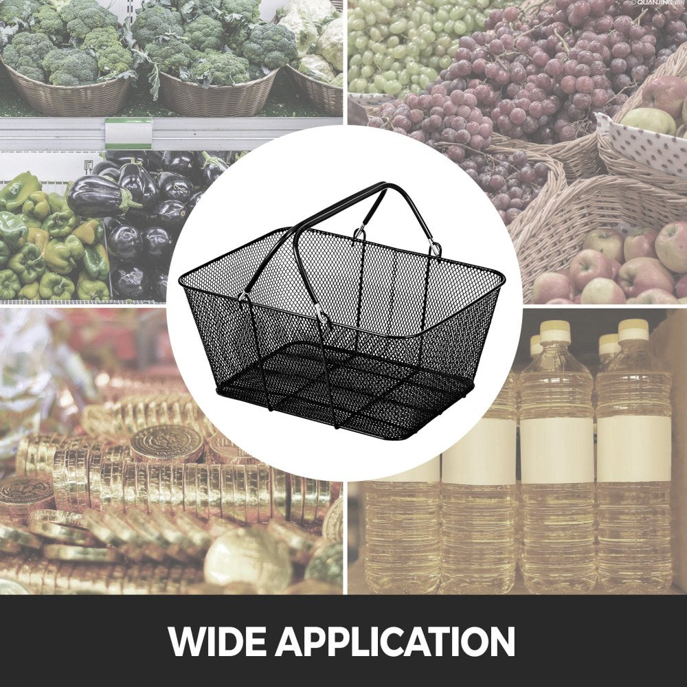Store Baskets Black - Sturdy Metal Shopping Baskets, 16.1 x 12.2 In