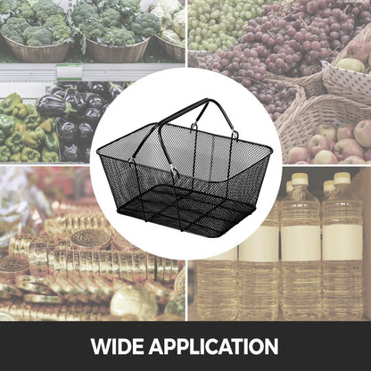 Store Baskets Black - Sturdy Metal Shopping Baskets, 16.1 x 12.2 In