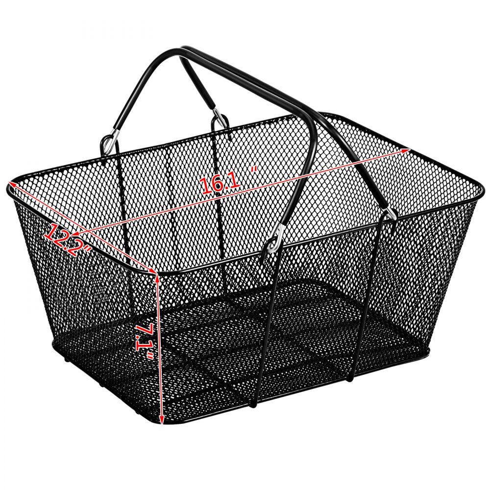 Store Baskets Black - Sturdy Metal Shopping Baskets, 16.1 x 12.2 In