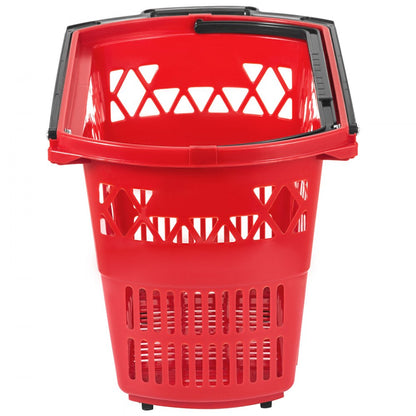 Red Shopping Basket - Durable 75lbs Capacity Baskets with Handles and Wheels