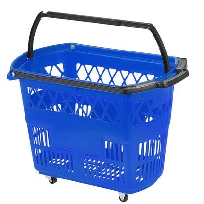 Blue Shopping Basket - 6PCS: 75 lbs Capacity, Rolling Handle Baskets