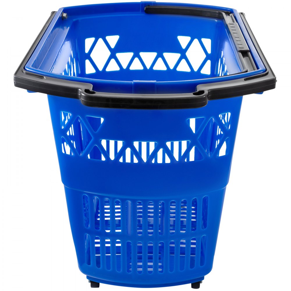 Blue Shopping Basket - 6PCS: 75 lbs Capacity, Rolling Handle Baskets
