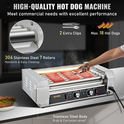 SC-7XC - Stainless Steel Hot Dog Roller for 18 Dogs All-Weather Cooking