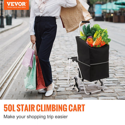 010377259528 - 50L VEVOR Stair Climbing Cart with Waterproof Bag & Seat