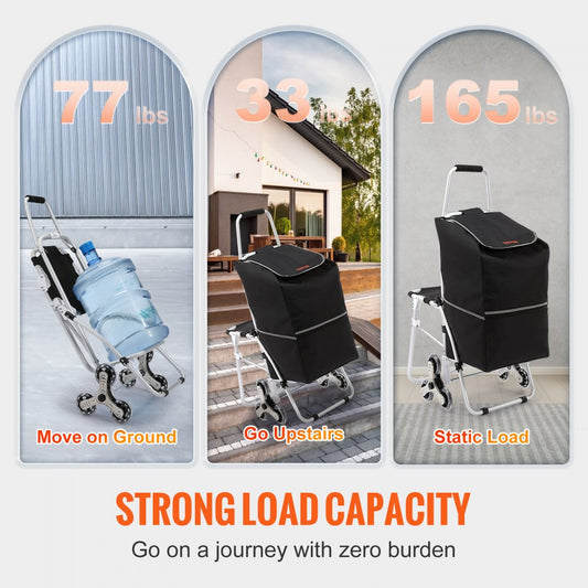 010377259528 - 50L VEVOR Stair Climbing Cart with Waterproof Bag & Seat