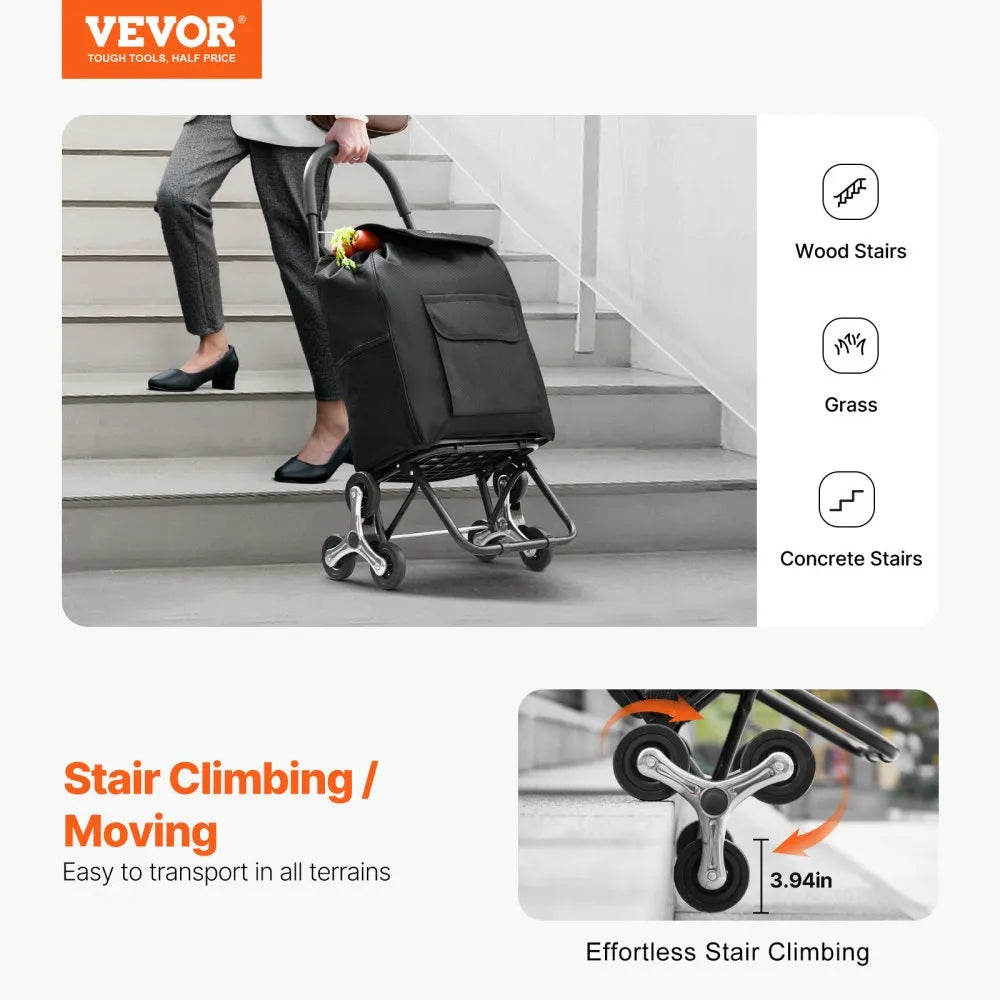 2028B - Foldable Stair Climbing Cart with 36L Storage Space & 6 Wheels
