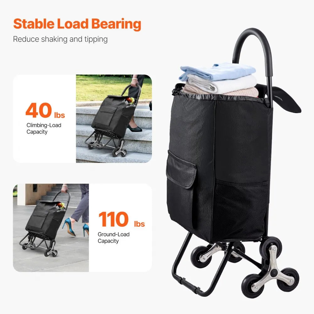 2028B - Foldable Stair Climbing Cart with 36L Storage Space & 6 Wheels