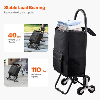 2028B - Foldable Stair Climbing Cart with 36L Storage Space & 6 Wheels