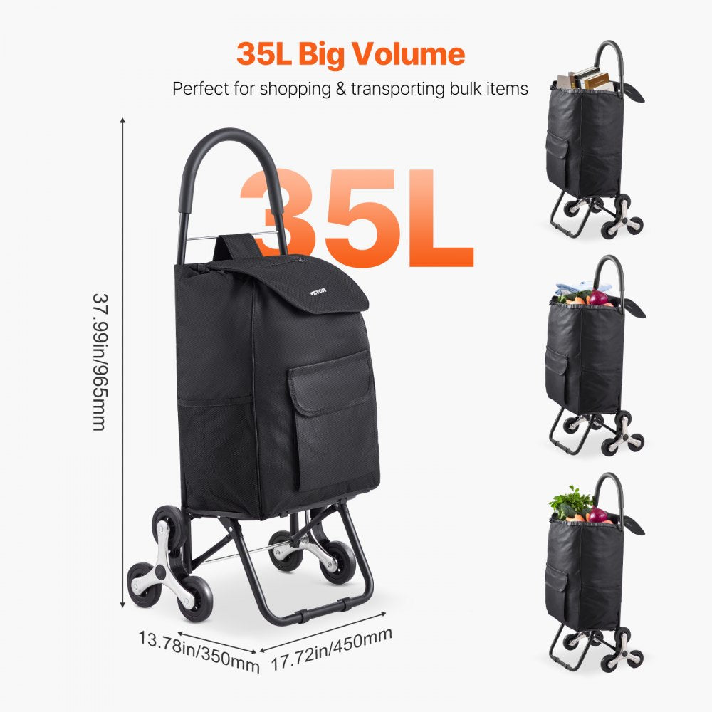 2028B - Foldable Stair Climbing Cart with 36L Storage Space & 6 Wheels
