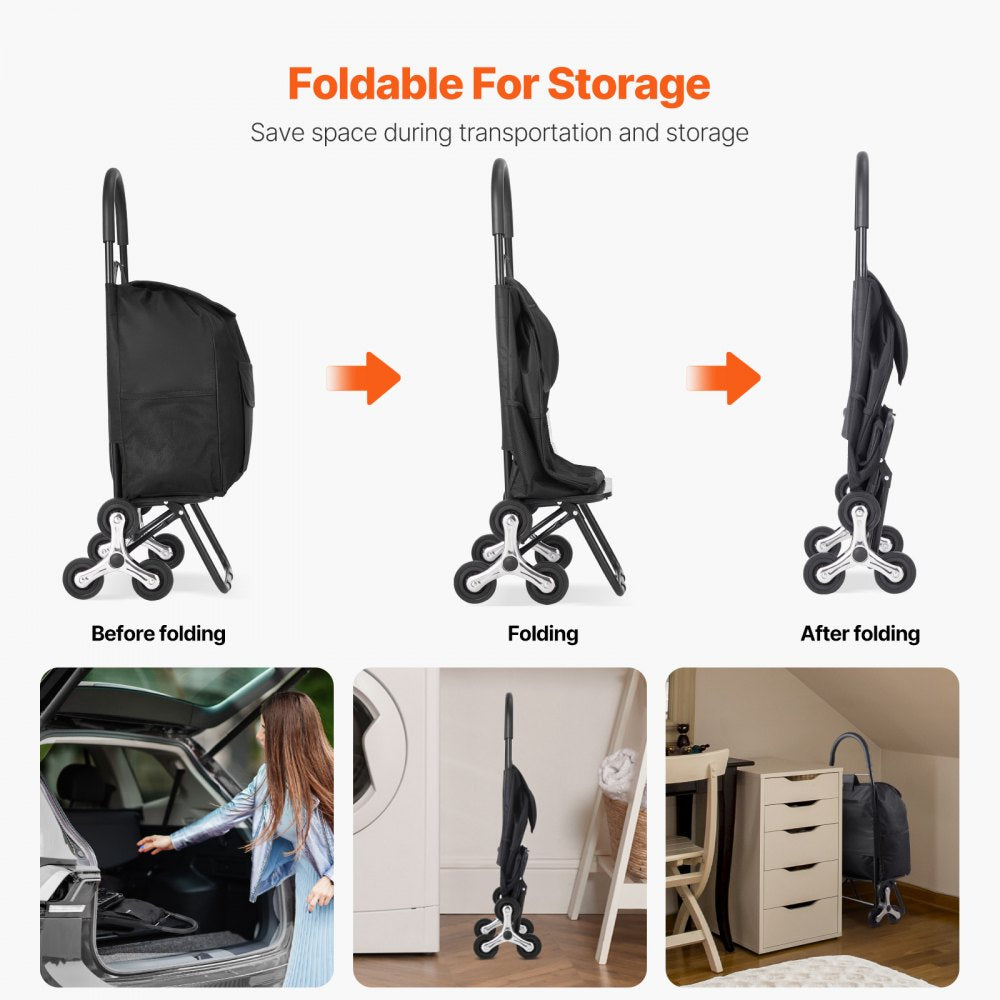 2028B - Foldable Stair Climbing Cart with 36L Storage Space & 6 Wheels