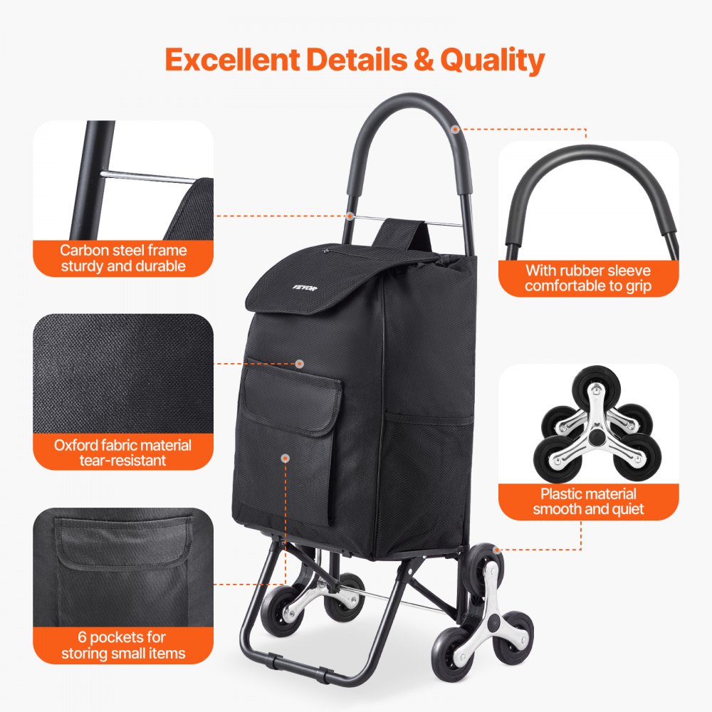 2028B - Foldable Stair Climbing Cart with 36L Storage Space & 6 Wheels