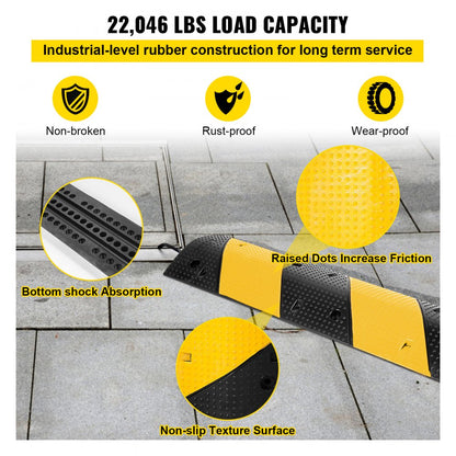 010319323186 - Durable Rubber Speed Bump 35.4"L with Reflective Yellow for Night Safety