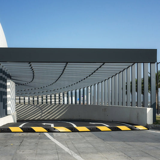 010319323186 - Durable Rubber Speed Bump 35.4"L with Reflective Yellow for Night Safety