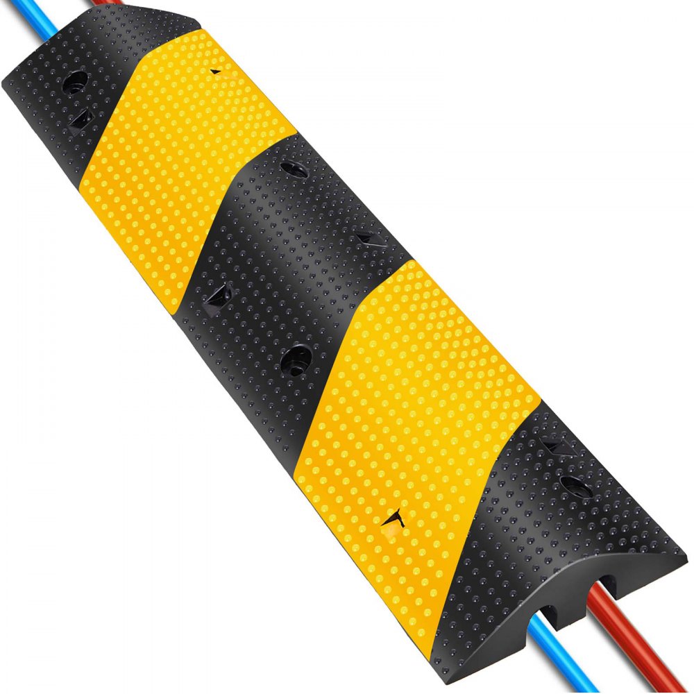 010319323186 - Durable Rubber Speed Bump 35.4"L with Reflective Yellow for Night Safety