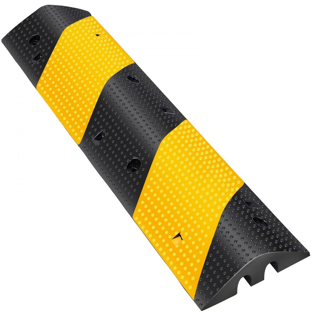 010319323186 - Durable Rubber Speed Bump 35.4"L with Reflective Yellow for Night Safety