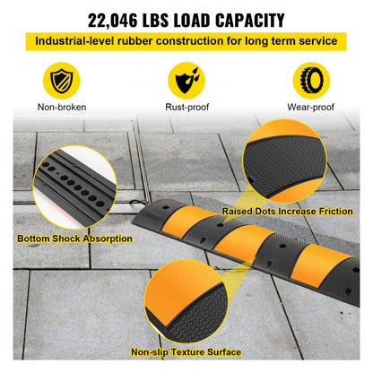 010129894575 - 6ft Rubber Cable Protector Ramp with Reflective Accents