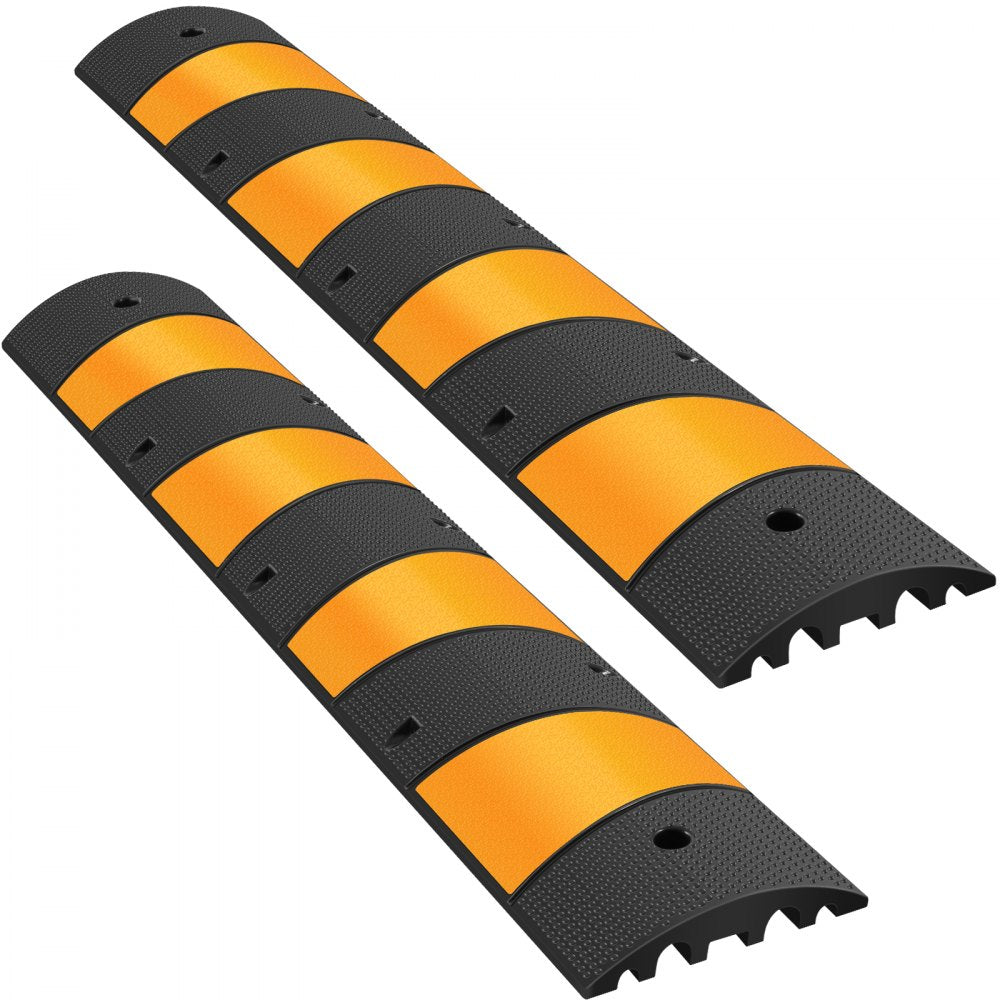 010254452701 - Heavy Duty Rubber Speed Bump with Reflective Strips, 72.8" x 12.2"