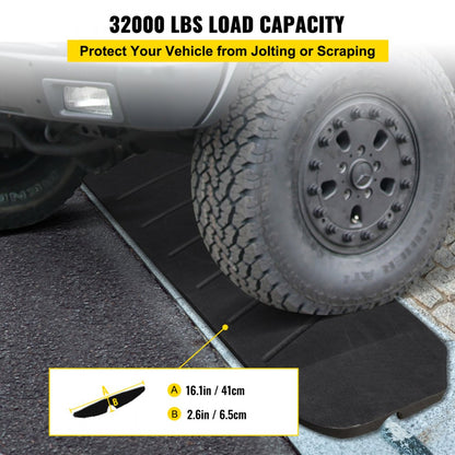 VV-LYPD-1JT47YC - Heavy-Duty Rubber Curb Ramp for Cars, 32000 lbs Capacity