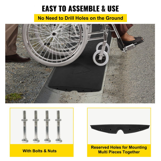 VV-LYPD-1JT47YC - Heavy-Duty Rubber Curb Ramp for Cars, 32000 lbs Capacity