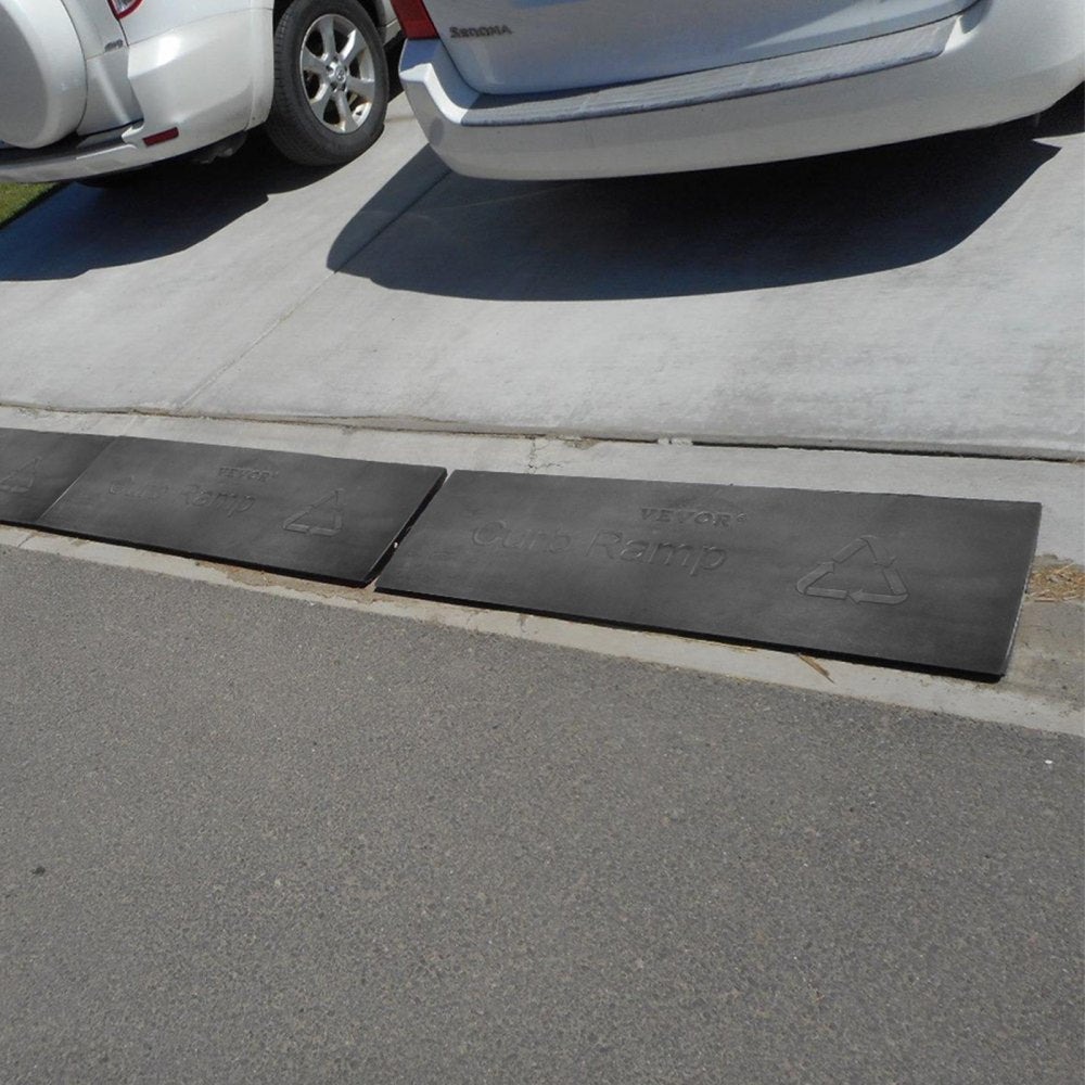 VV-LYPD-1JT47YC - Heavy-Duty Rubber Curb Ramp for Cars, 32000 lbs Capacity