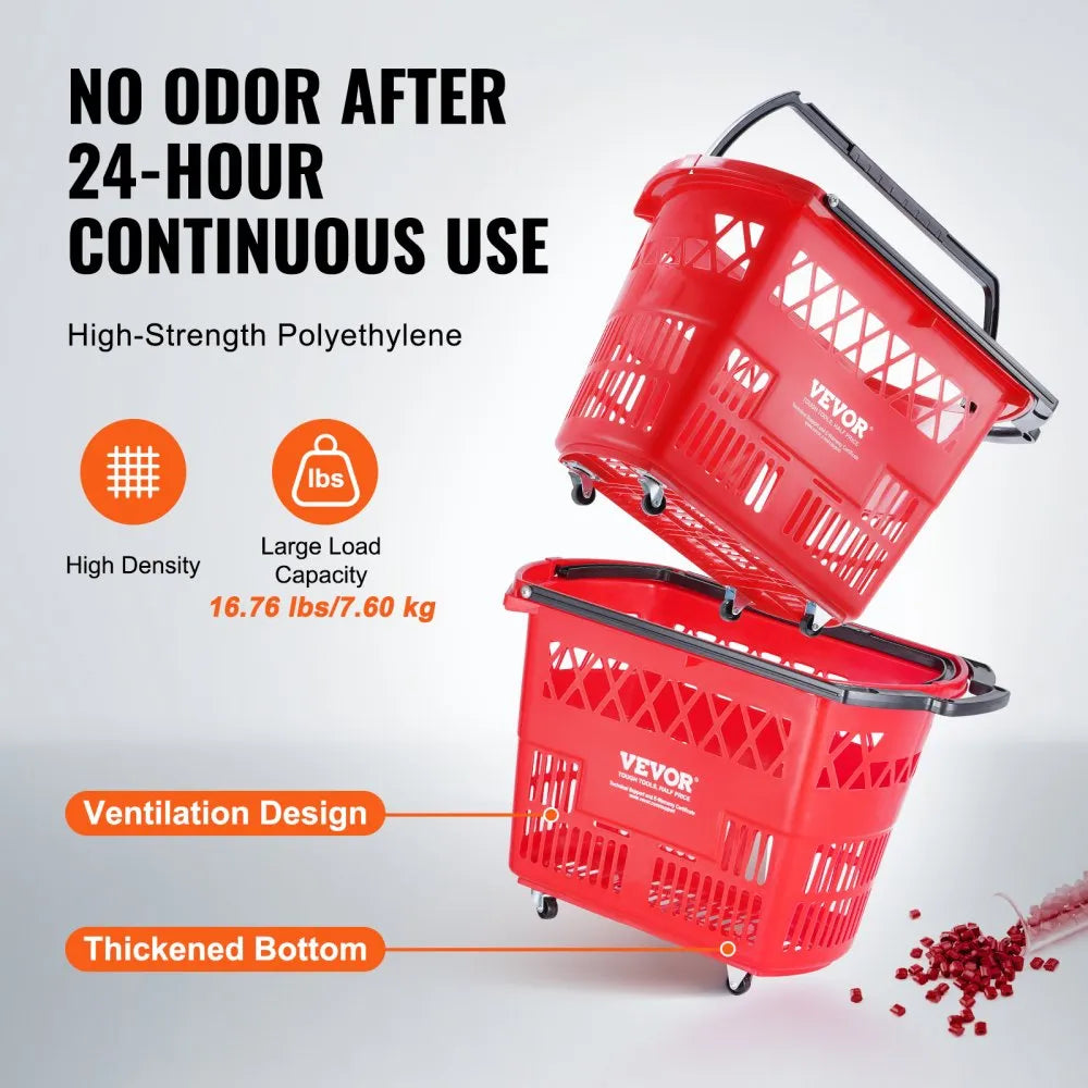 LB-B027-8 - Sturdy 39L Rolling Shopping Trolley with 6 Baskets