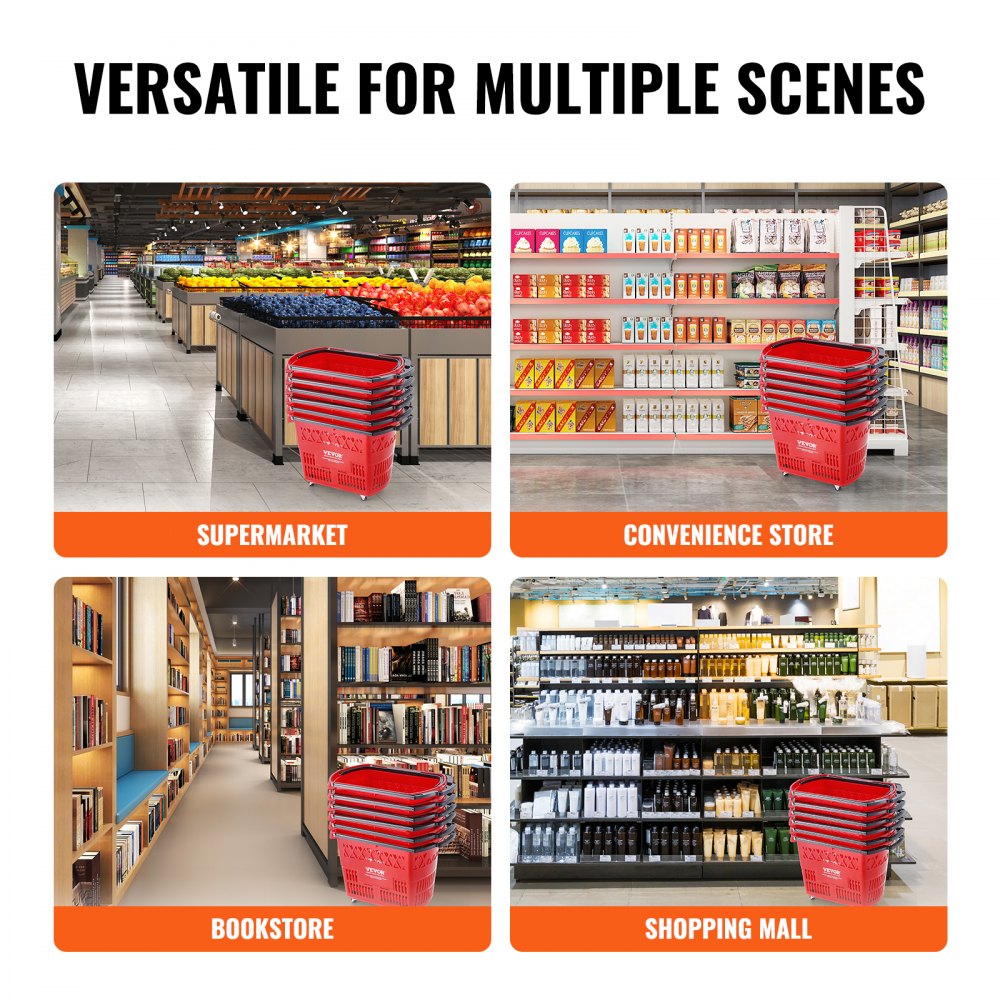 LB-B027-8 - Sturdy 39L Rolling Shopping Trolley with 6 Baskets