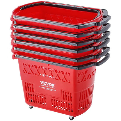 LB-B027-8 - Sturdy 39L Rolling Shopping Trolley with 6 Baskets